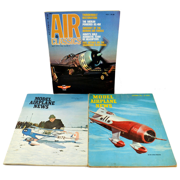 Model Airplane Magazines Lot of 3 Model Airplane News 1953, 1974 and Air Classics 1974 - Avid Vintage