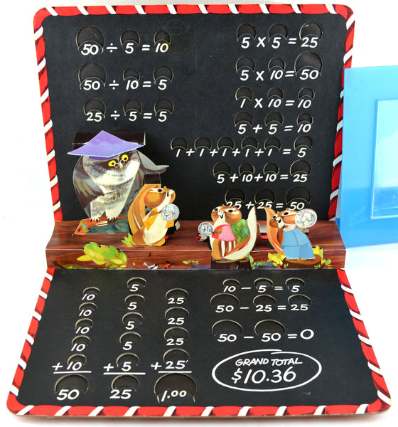 Money School Vintage 1963 Educational Pop Up Coin Saver Counter Folder - Avid Vintage