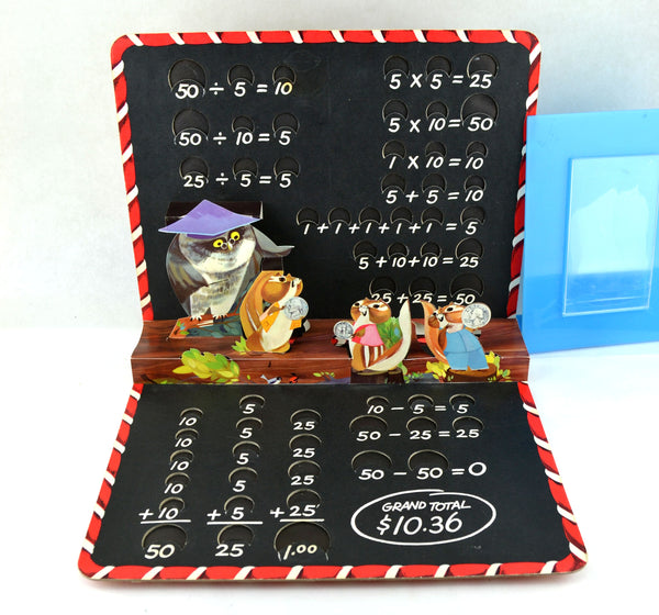 Money School Vintage 1963 Educational Pop Up Coin Saver Counter Folder - Avid Vintage