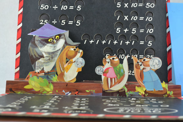 Money School Vintage 1963 Educational Pop Up Coin Saver Counter Folder - Avid Vintage