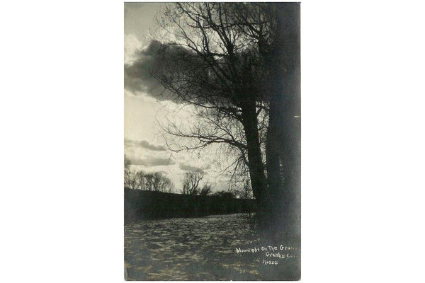 Vintage 1910s Real Photo Postcard RPPC Moonlight on the Grand Granby Colorado River - Avid Vintage