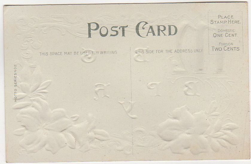 Motto Series Birthday Greetings Antique Embossed Postcard Pink Flowers - Avid Vintage