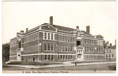 Vintage 1910s Beatrice Nebraska Postcard New High School Black and White - Avid Vintage