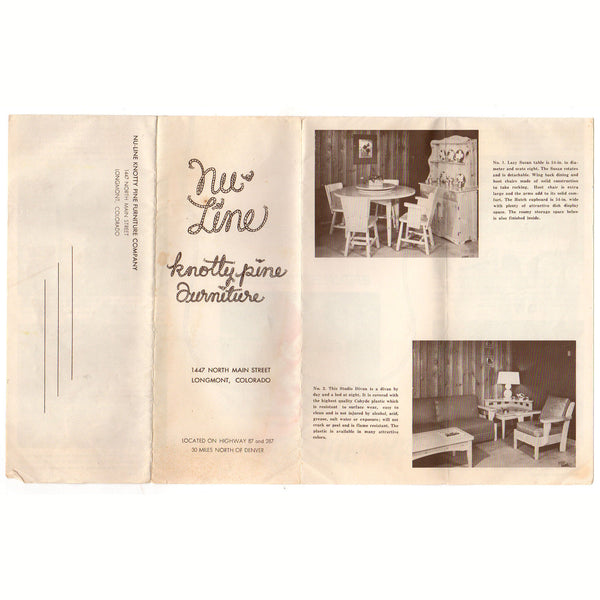 Nu Line Knotty Pine Furniture Longmont Colorado Product Brochure and Price List - Avid Vintage