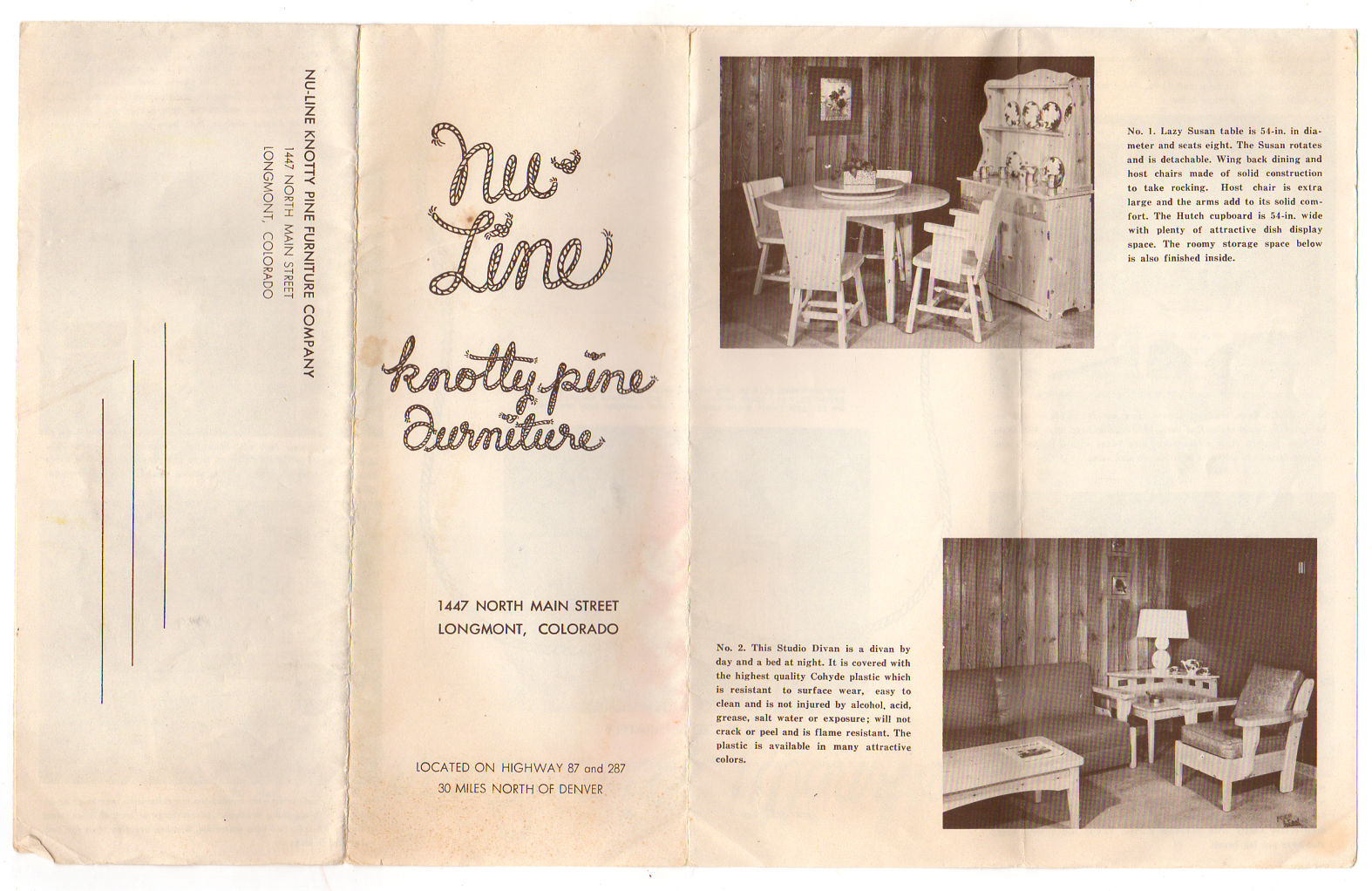 Nu Line Knotty Pine Furniture Longmont Colorado Product Brochure and Price List - Avid Vintage