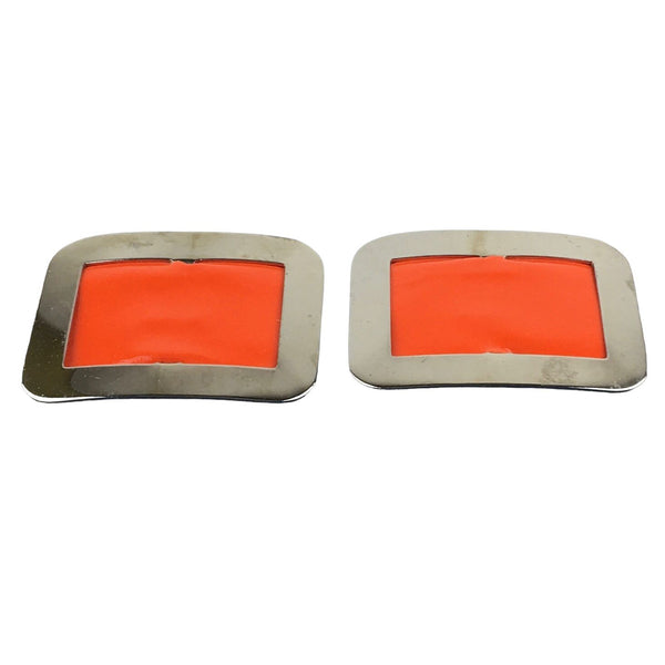 Vintage Shoe Clips Silver Tone Metal and Orange Faux Leather