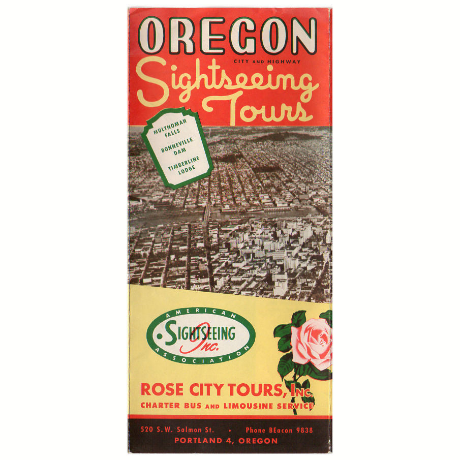 Vintage 1940s Oregon Travel Brochure Motor Tour City and Highway Map Guide Sightseeing - Avid Vintage