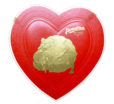 Vintage Valentine Candy Box Pangburns Chocolate Red Round Up Heart Heart Shaped - Avid Vintage