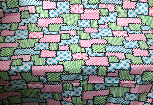 Vintage Patchwork Fabric Pink Polka Dots Black Ric Rac Blue and Green Checks Cotton Print 2 yards - Avid Vintage