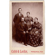 Antique 1890s Family Photo Phillipsburg Kansas Woman in Floral Dress with Brooch - Avid Vintage