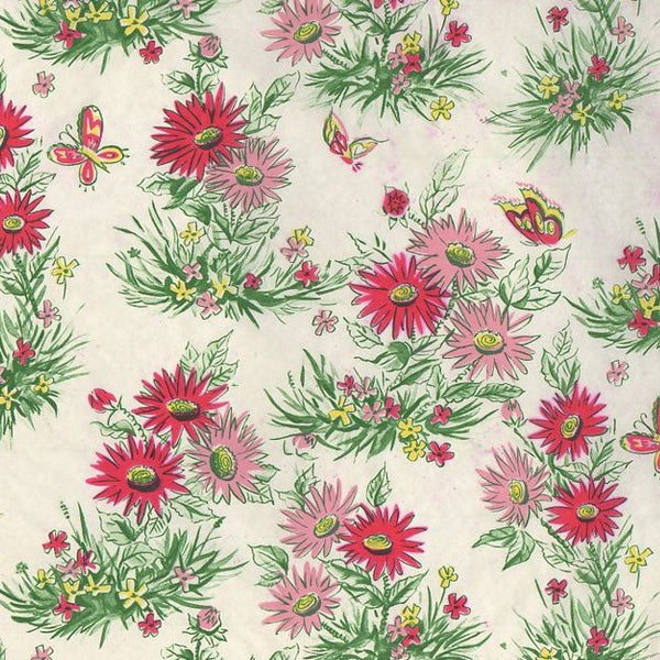 Vintage Wrapping Paper Pink Red Floral Gift Wrap