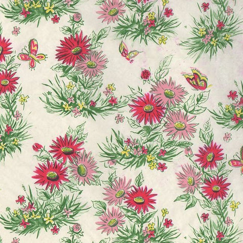 Vintage Wrapping Paper Pink Red Floral Gift Wrap