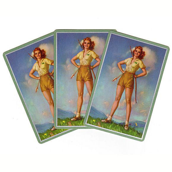 Vintage 1940s Pin Up Girl Playing Cards Lot of 3 Bow and Arrow - Avid Vintage