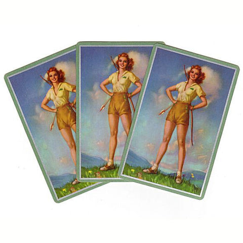 Vintage 1940s Pin Up Girl Playing Cards Lot of 3 Bow and Arrow - Avid Vintage