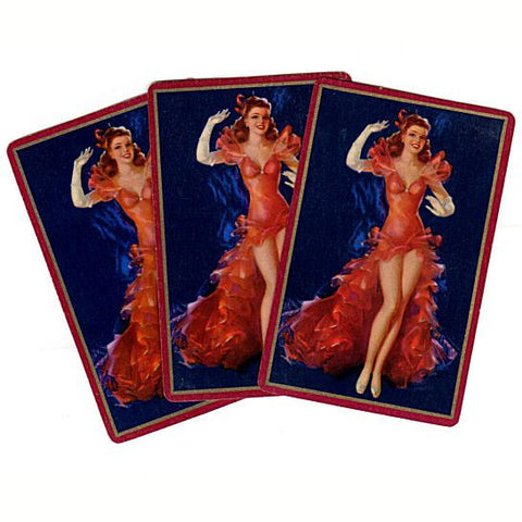 Vintage 1940s Pin Up Girl Playing Cards Lot of 3 Red Flamenco Dress - Avid Vintage