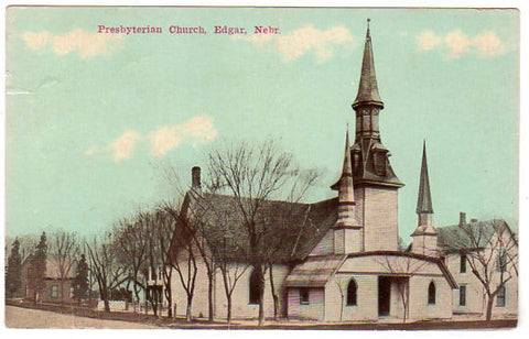 Vintage 1910s Edgar Nebraska Postcard Presbyterian Church - Avid Vintage