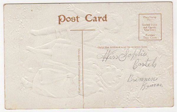 Pretty Little Girls Unsigned Frances Brundage Antique Embossed Postcard - Avid Vintage
