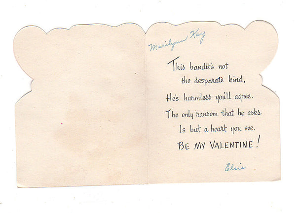 Vintage 1950s Whitman Flocked Valentine Card Cowgirl Puppy in Dress - Avid Vintage