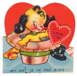 Vintage Puppy Dog in Hat 1950s Valentine's Day Greeting Card A-Meri-Card - Avid Vintage