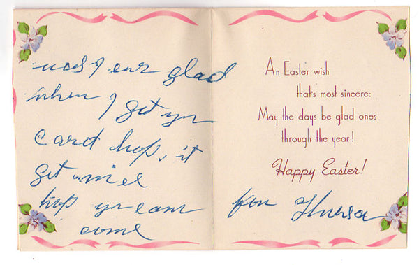 Purple Violets Bouquet Vintage 1950s Easter Greeting Card Used - Avid Vintage