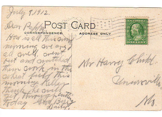 Railroad Bridge Fairbury Nebraska Vintage 1910s Hand Colored Postcard 1912 Cancel - Avid Vintage