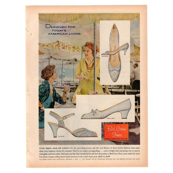 Vintage 1960 Red Cross Shoes Magazine Print Ad Ladies Fashion Advertisement