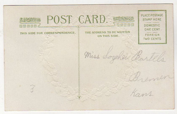 Reindeer in Snowy Church Scene Vintage Joyful Christmas Embossed Postcard - Avid Vintage