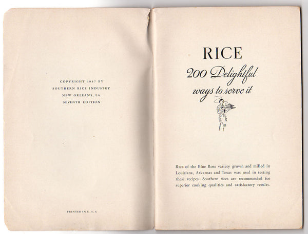 Vintage 1937 Cookbook RICE 200 Delightful Ways to Serve It Rice Dish Recipes - Avid Vintage