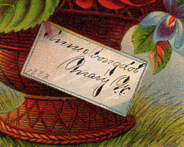 Antique 1880s Victorian Reward of Merit Cards Red Rose and Lily of the Valley Bouquets - Avid Vintage