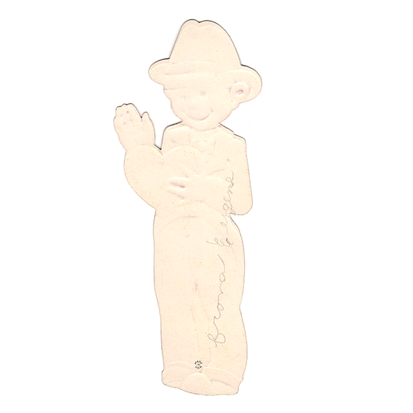 Rosy Cheeks Boy Vintage Embossed Valentine Card Black Hat Checkered Pants - Avid Vintage