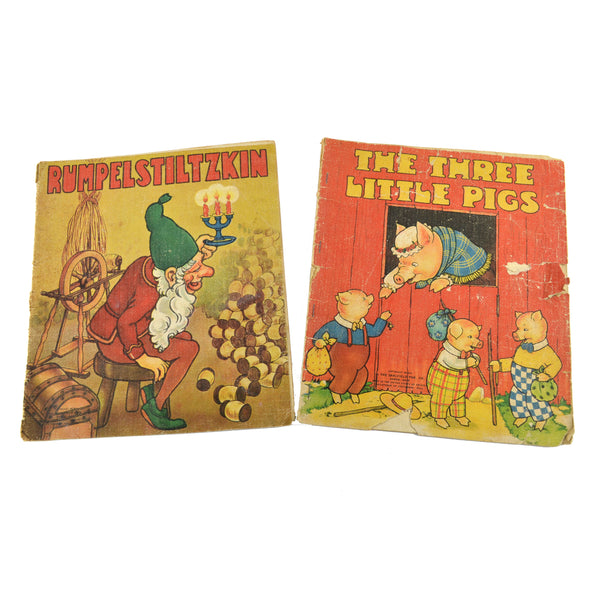 Rumpelstiltzkin and The 3 Little Pigs 1940 Saalfield Childrens Books Lot of 2 - Avid Vintage