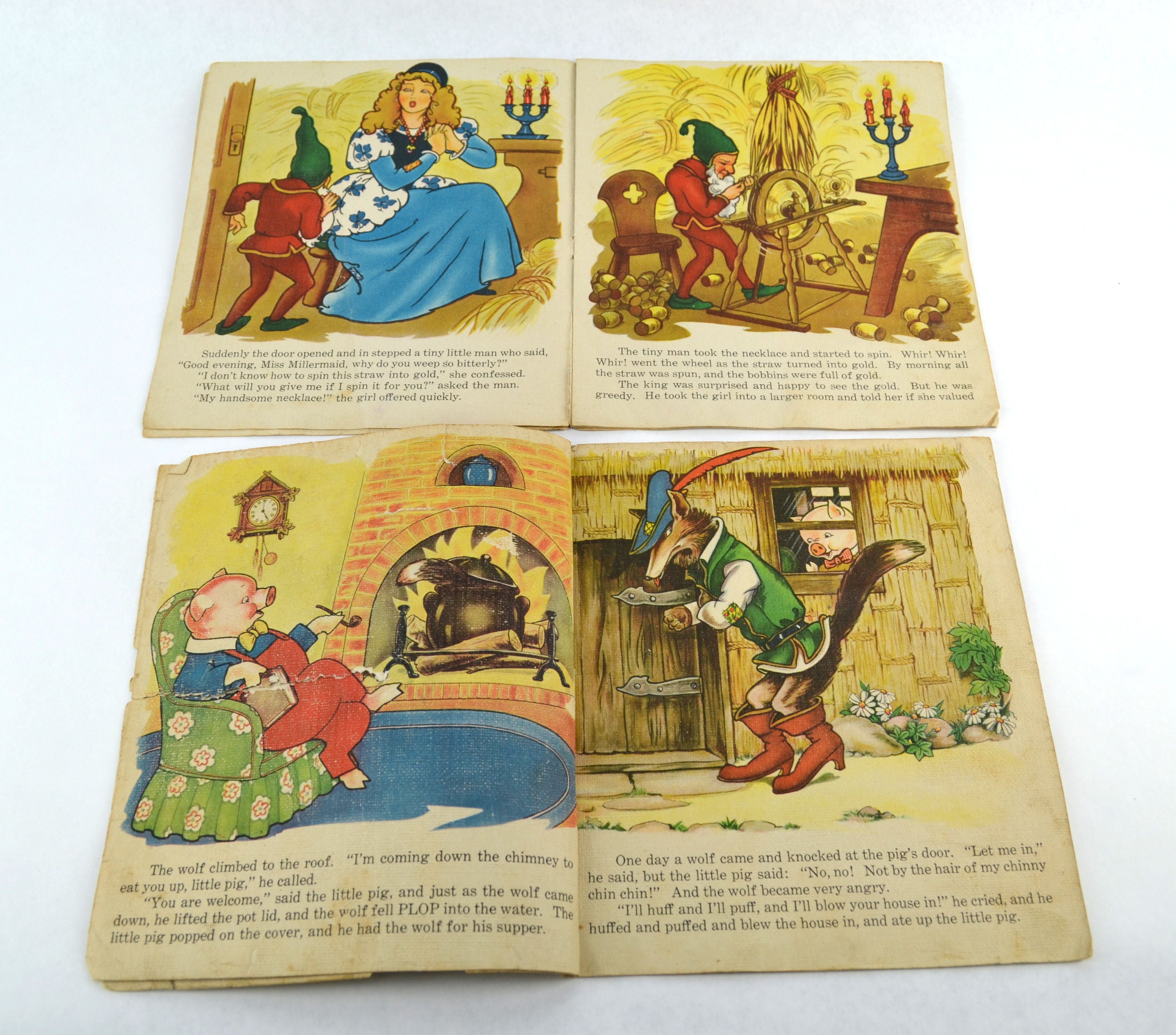 Rumpelstiltzkin and The 3 Little Pigs 1940 Saalfield Childrens Books Lot of 2 - Avid Vintage