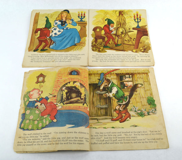 Rumpelstiltzkin and The 3 Little Pigs 1940 Saalfield Childrens Books Lot of 2 - Avid Vintage