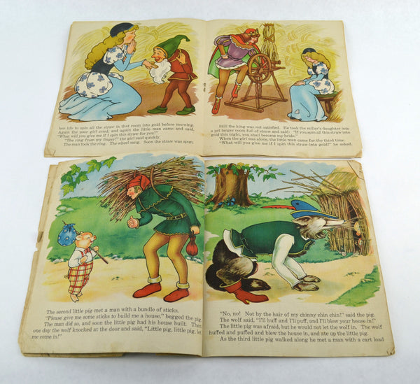 Rumpelstiltzkin and The 3 Little Pigs 1940 Saalfield Childrens Books Lot of 2 - Avid Vintage