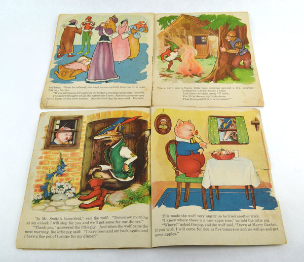 Rumpelstiltzkin and The 3 Little Pigs 1940 Saalfield Childrens Books Lot of 2 - Avid Vintage