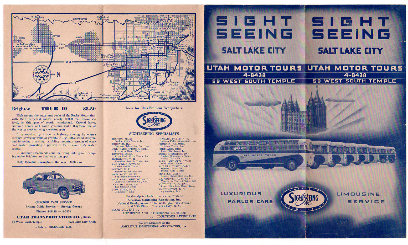 Vintage 1940s Salt Lake City Utah Travel Brochure Motor Tour Map Guide Sightseeing - Avid Vintage
