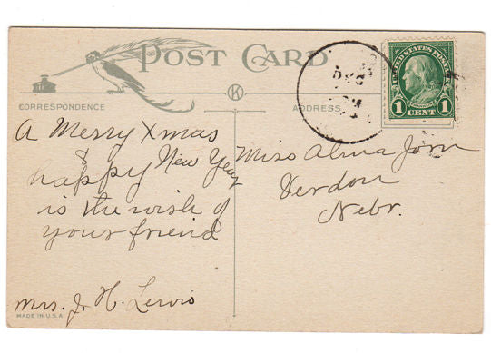 Vintage 1910s Santa Claus Postcard Filling Stocking at Fireplace - Avid Vintage