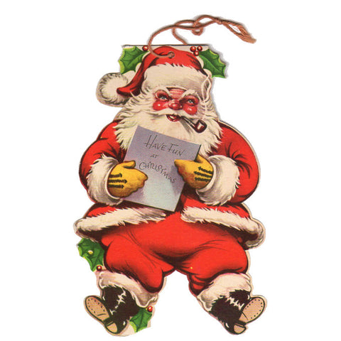 Vintage 1950s Santa Claus Christmas Card Ornament Tree Hanger  Unused - Avid Vintage