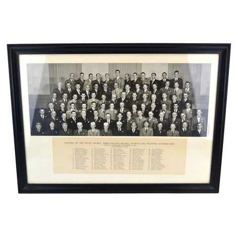 1950 Scottish Rite Lincoln Nebraska Masonic Framed Photograph with Member Names - Avid Vintage