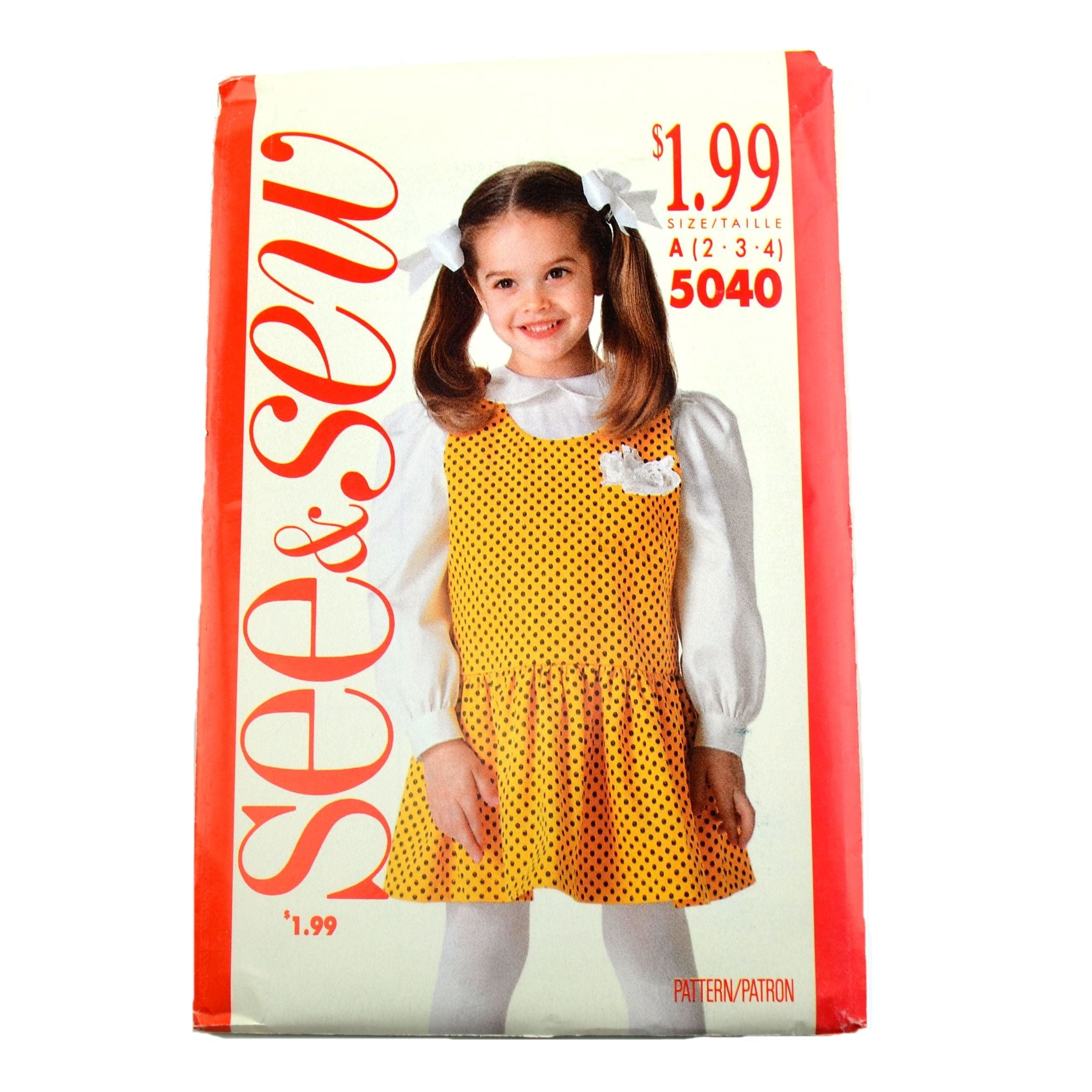 Butterick See & Sew 5040 Girls Jumper Blouse Vintage 1990 Sewing Pattern