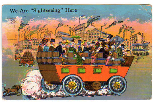 Vintage Beer Wagon Comic Postcard We Are Sightseeing Here - Avid Vintage