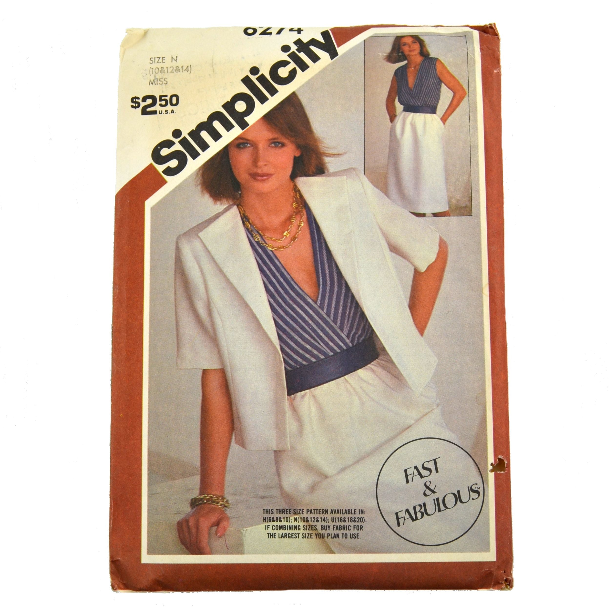 Simplicity 6274 Womens Dress and Jacket Vintage 1983 Sewing Pattern - Avid Vintage