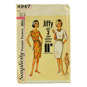 Vintage 1960s Simplicity Sewing Pattern 4947 Misses Knee Length Dress Bust 34