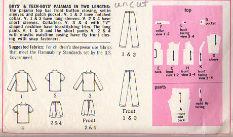 Vintage 1970s Simplicity Pattern 6427 Boys and Teen Boys Pajamas Chest 28 and 30 - Avid Vintage