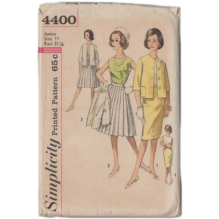 Simplicity Sewing Pattern 4400 Vintage 1960s Jounior Blouse Jacket Skirt Bust 31.5 - Avid Vintage