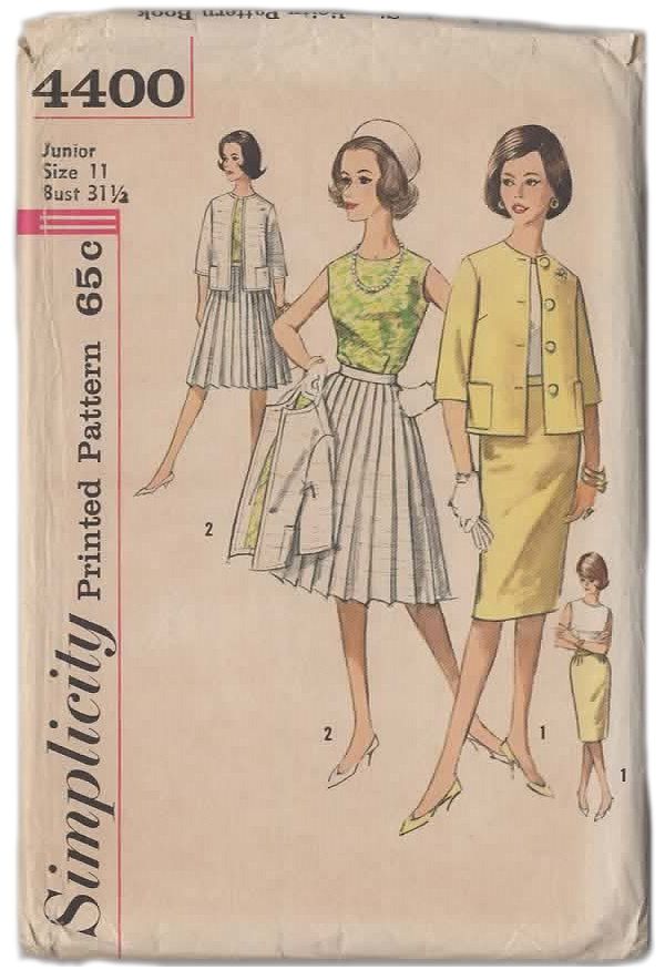 Simplicity Sewing Pattern 4400 Vintage 1960s Jounior Blouse Jacket Skirt Bust 31.5 - Avid Vintage