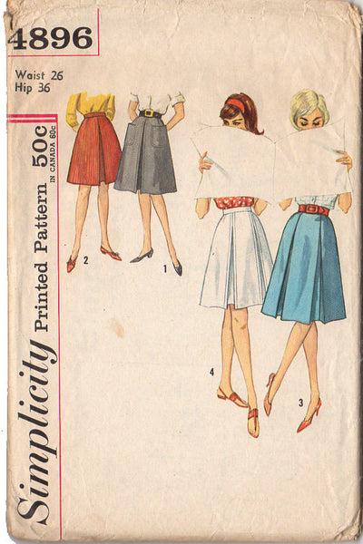 Vintage 60s Flared Skirt Simplicity Sewing Pattern 4896 Hip 36 Waist 26 - Avid Vintage