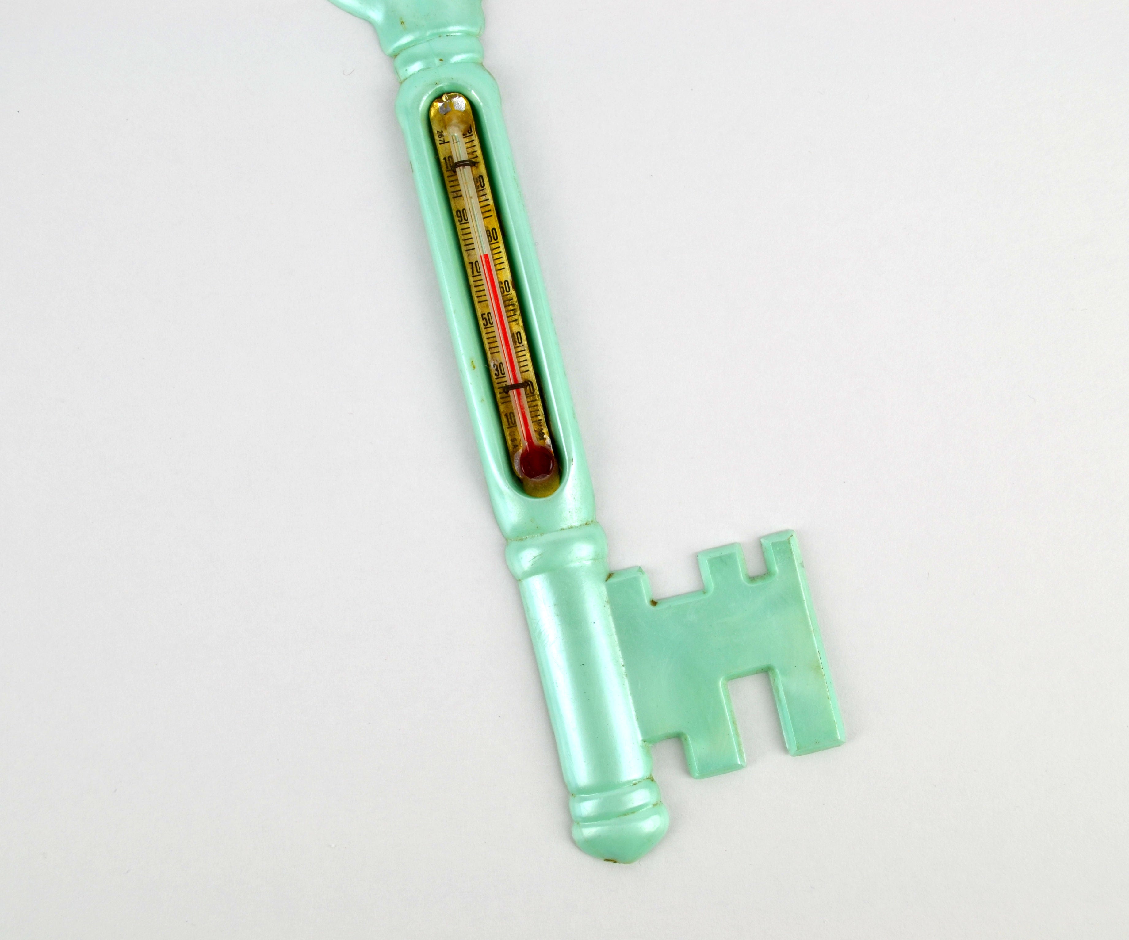 Vintage Skeleton Key Advertising Thermometer Fairbury Nebraska Farmers Union 1960s - Avid Vintage