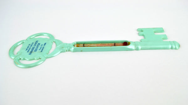 Vintage Skeleton Key Advertising Thermometer Fairbury Nebraska Farmers Union 1960s - Avid Vintage