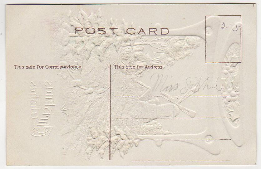 Snowy Windmill Scene Highly Embossed Antique Christmas Wishes Postcard - Avid Vintage